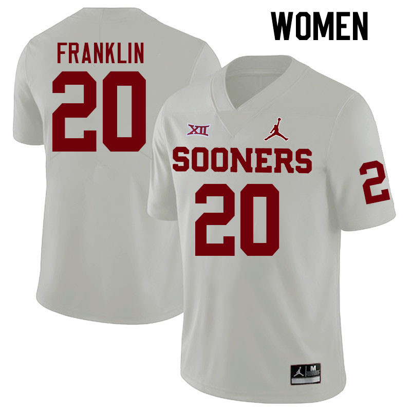 Women #20 Sam Franklin Oklahoma Sooners College Football Jerseys Stitched-White